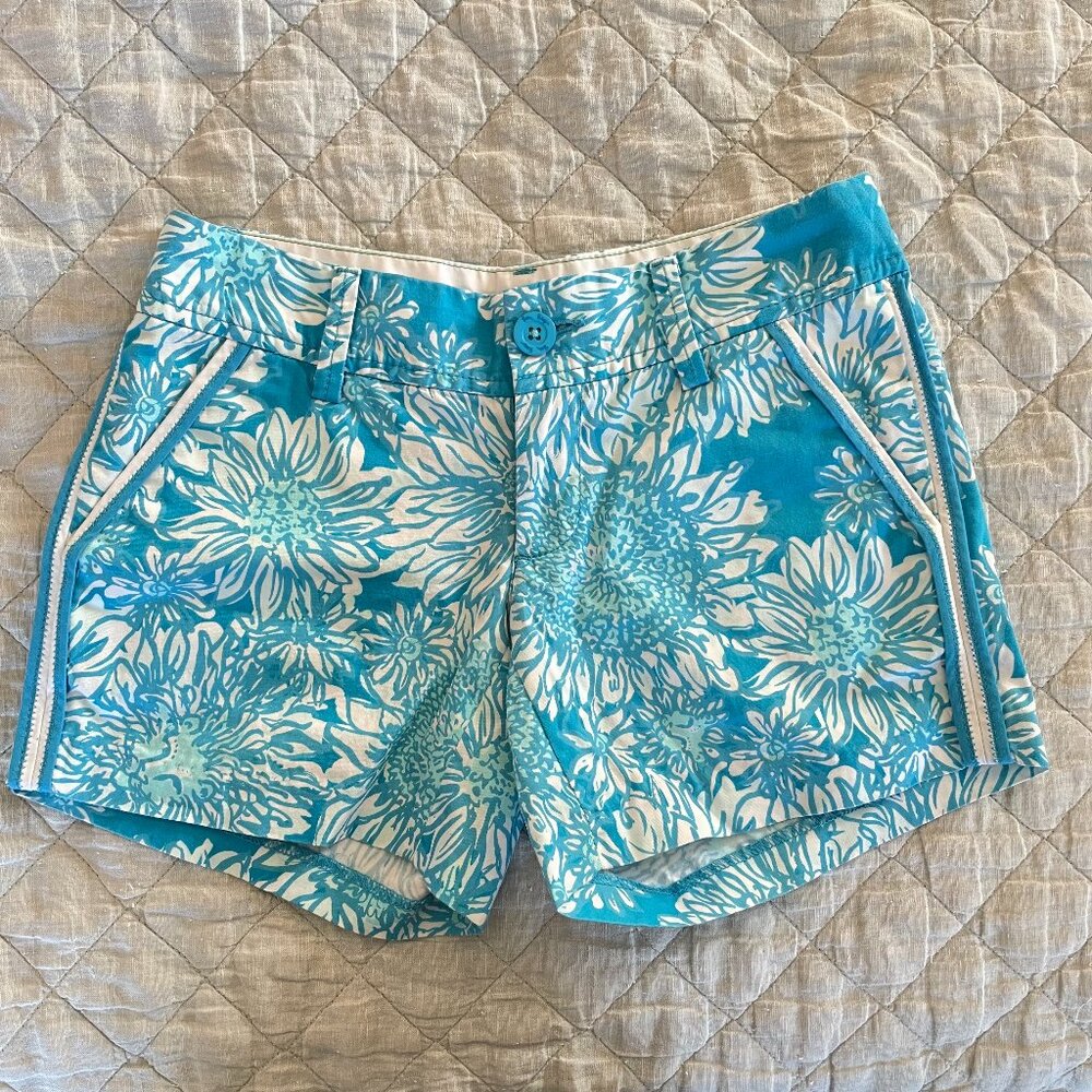 Lilly Pulitzer Callahan Shorts Ariel Blue Lion In The Sun Cotton Size 000 NWOT